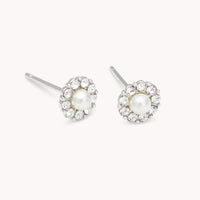 Petite Sofia Pearl Earrings - Silver