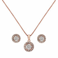 Halo Rose Gold Necklace Set