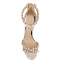 Alexandra - nude pearl block heel