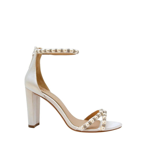 Alexandra - soft white pearl block heel
