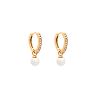 Petite Kennedy Hoops - Ivory Pearl (gold)