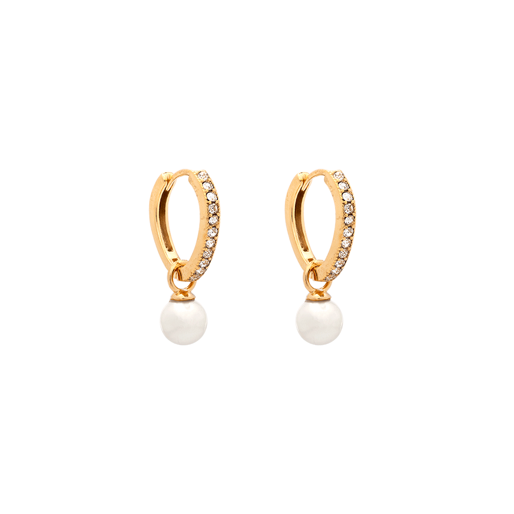 Petite Kennedy Hoops - Ivory Pearl (gold)
