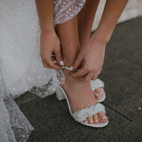 Adele - soft white mid block heel