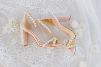 Alexandra - nude pearl block heel