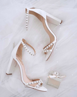 Alexandra - soft white pearl block heel