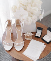 Alexandra - soft white pearl block heel