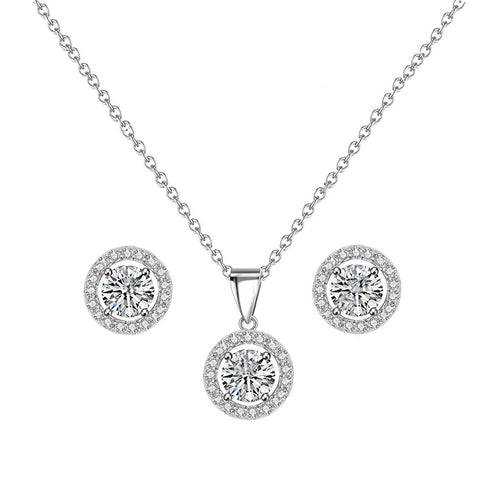 Halo Silver Necklace Set