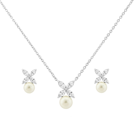 Charlotte Pearl Necklace & Earrings Set