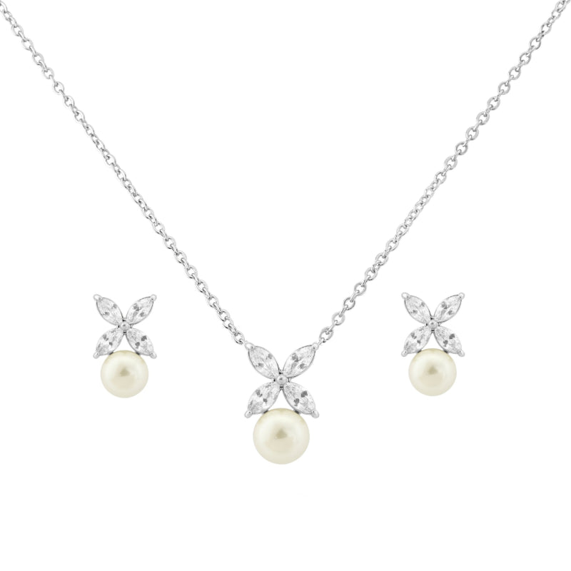 Charlotte Pearl Necklace & Earrings Set