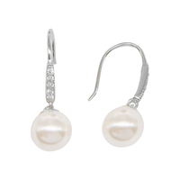 Silver Dainty Pearl Earrings