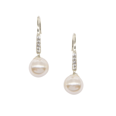 Silver Dainty Pearl Earrings
