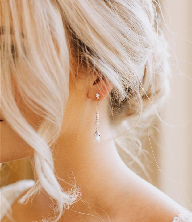 Elegant Pearl Drop Earrings Silver