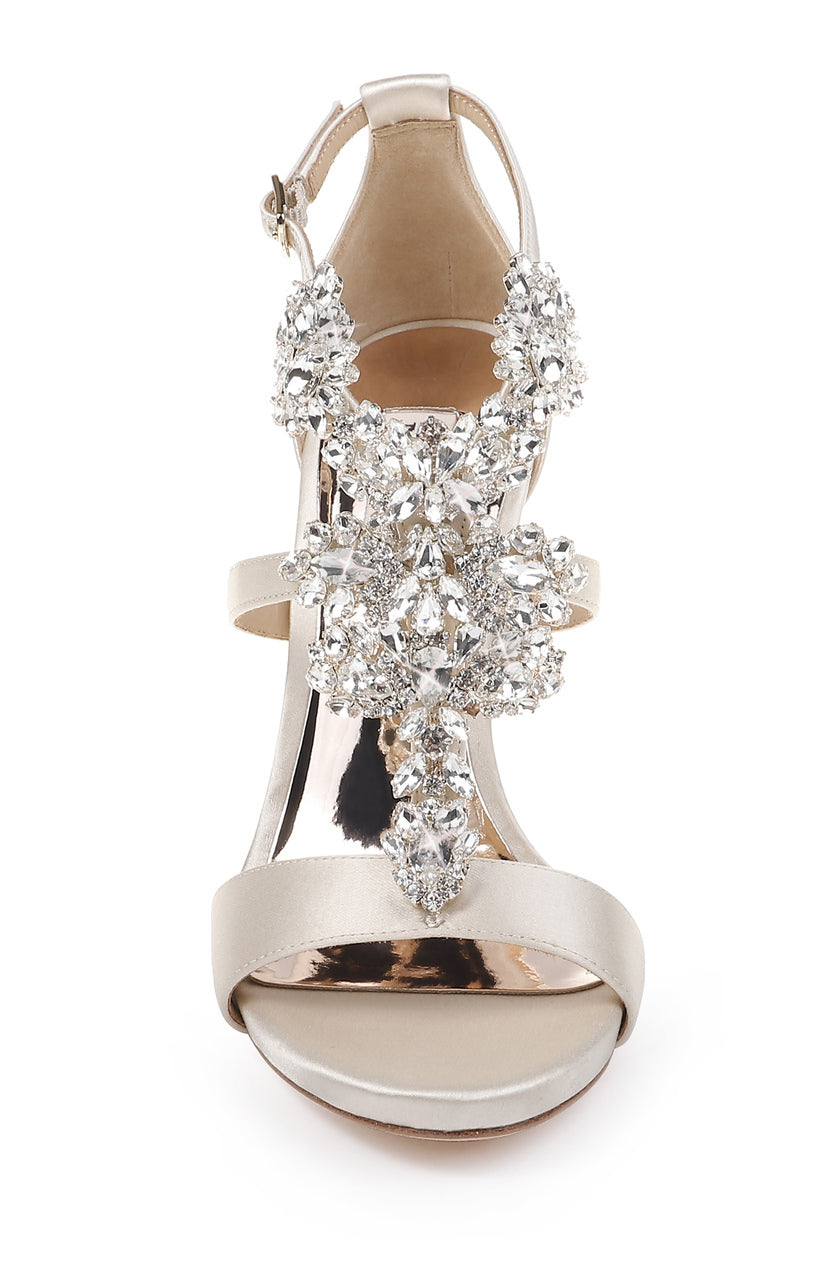 Leah Embellished T-Strap Sandal Ivory