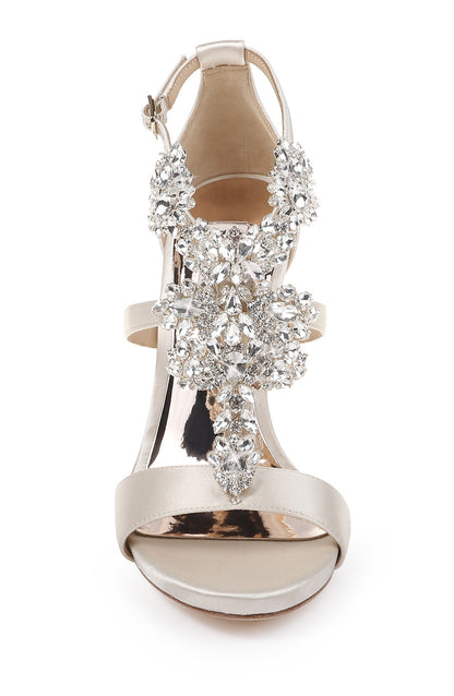 Leah Embellished T-Strap Sandal Ivory