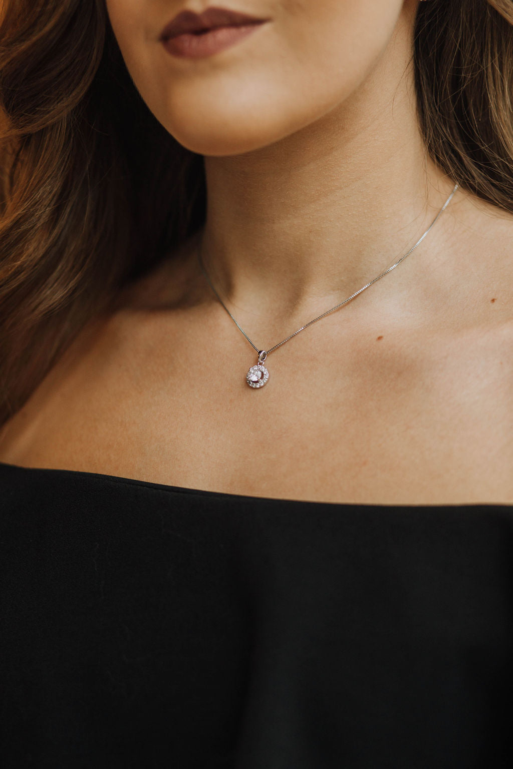 Halo Silver Necklace Set
