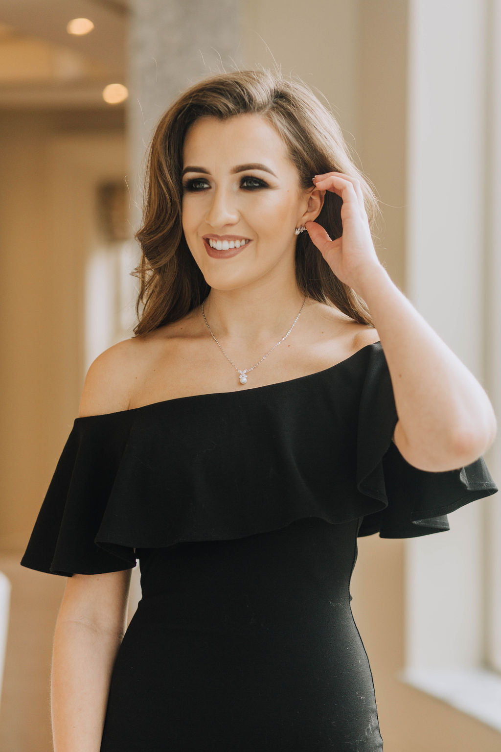 Charlotte Pearl Necklace & Earrings Set