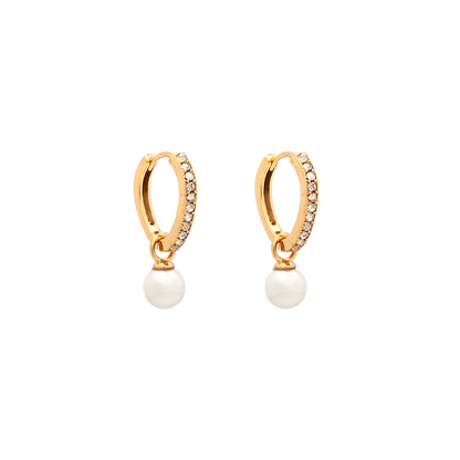 Petite Kennedy Hoops - Ivory Pearl (gold)