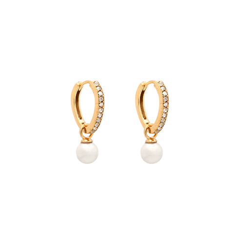 Petite Kennedy Hoops - Ivory Pearl (gold)