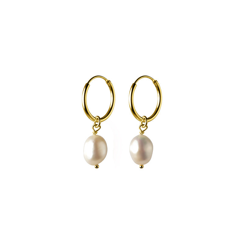 Freshwater pearl huggie earrings
