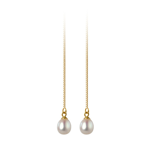 Freshwater pearl thread earrings