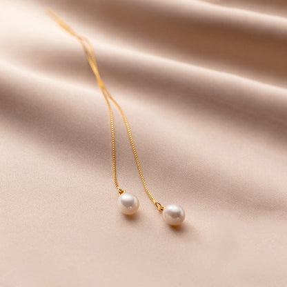 Freshwater pearl thread earrings